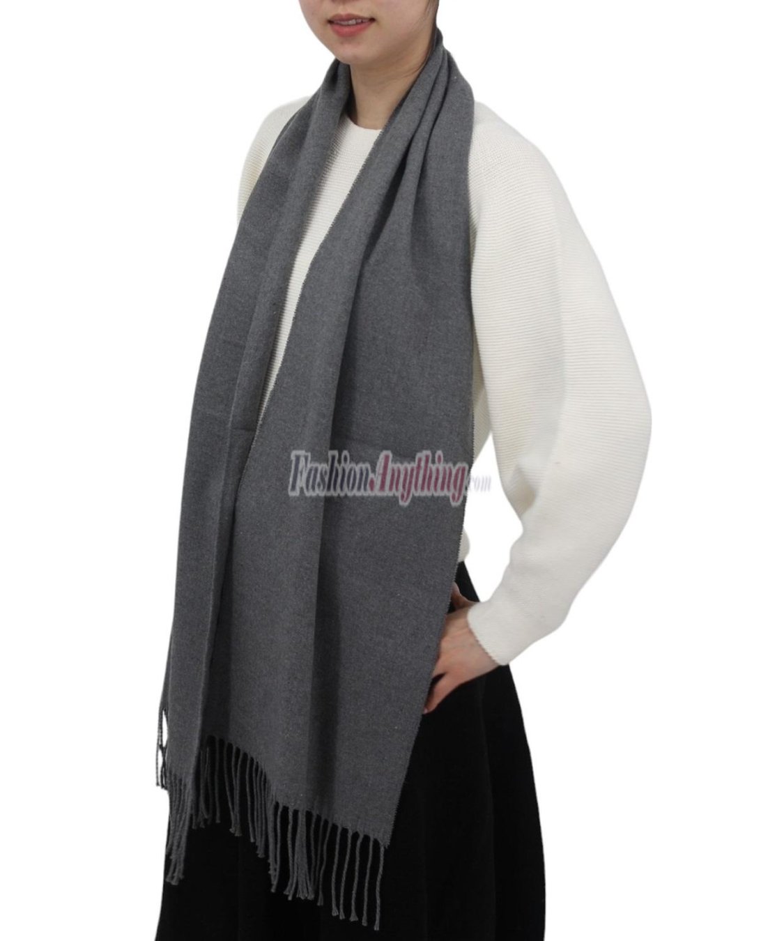 (image for) Cashmere Feel Solid Scarf Dark Grey