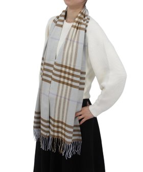 (image for) Cashmere Feel Pattern Scarf Light Blue