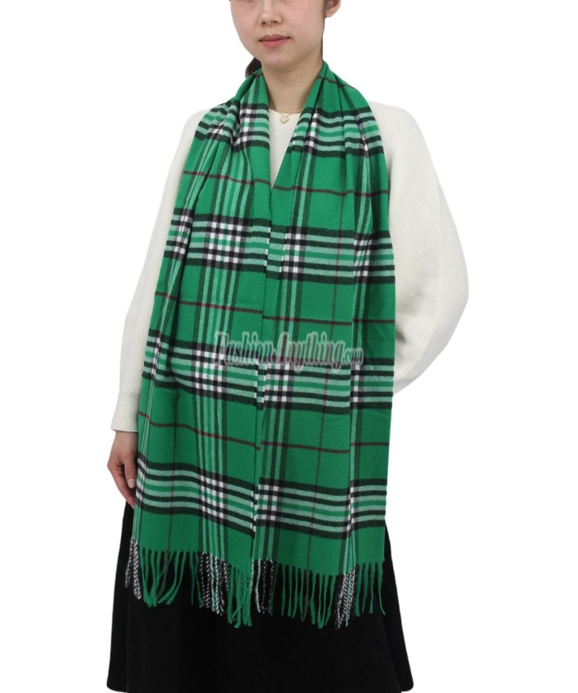 (image for) Woven Cashmere Feel Classic Scarf Green