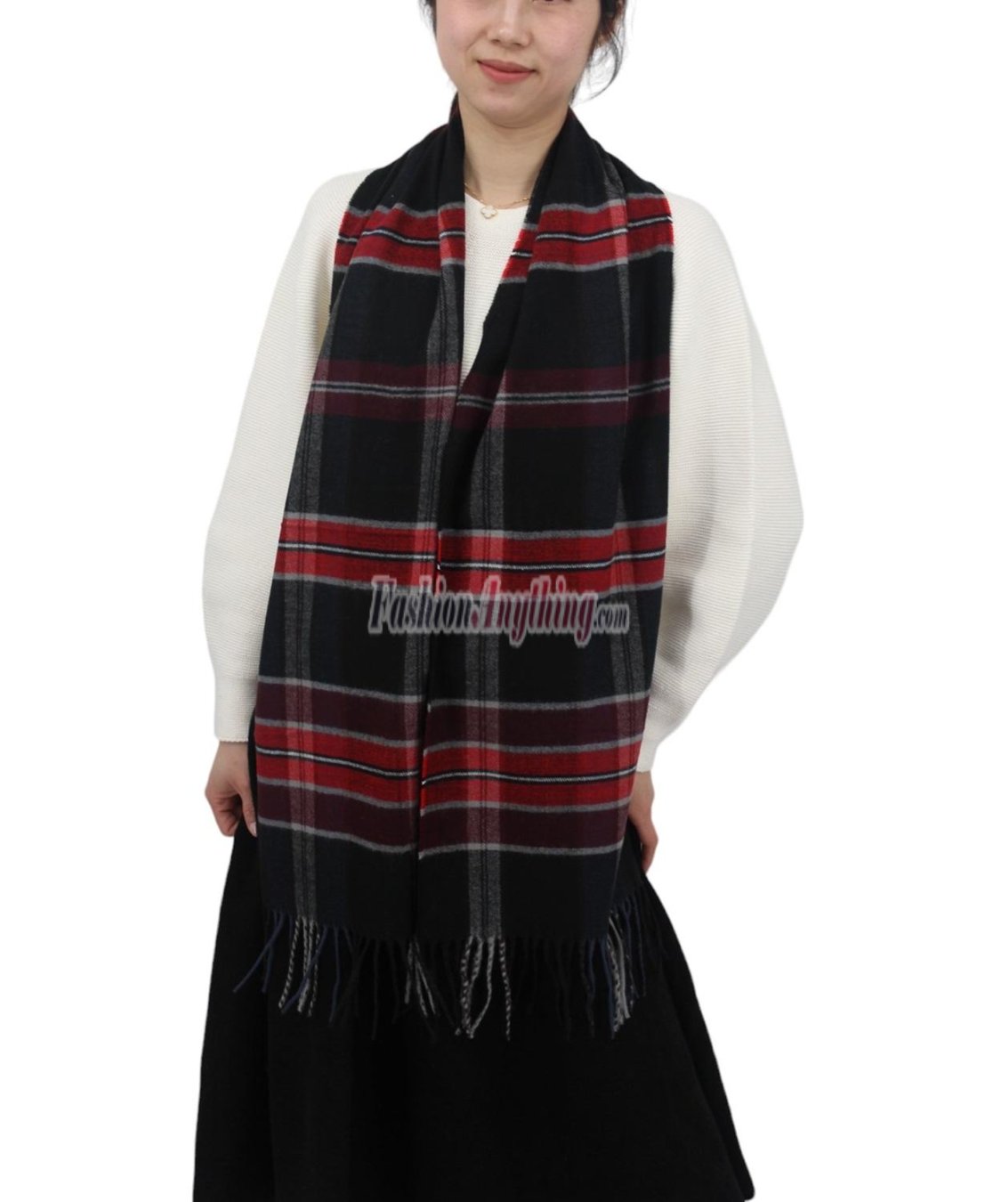 (image for) Cashmere Feel Classic Scarf Black/Red