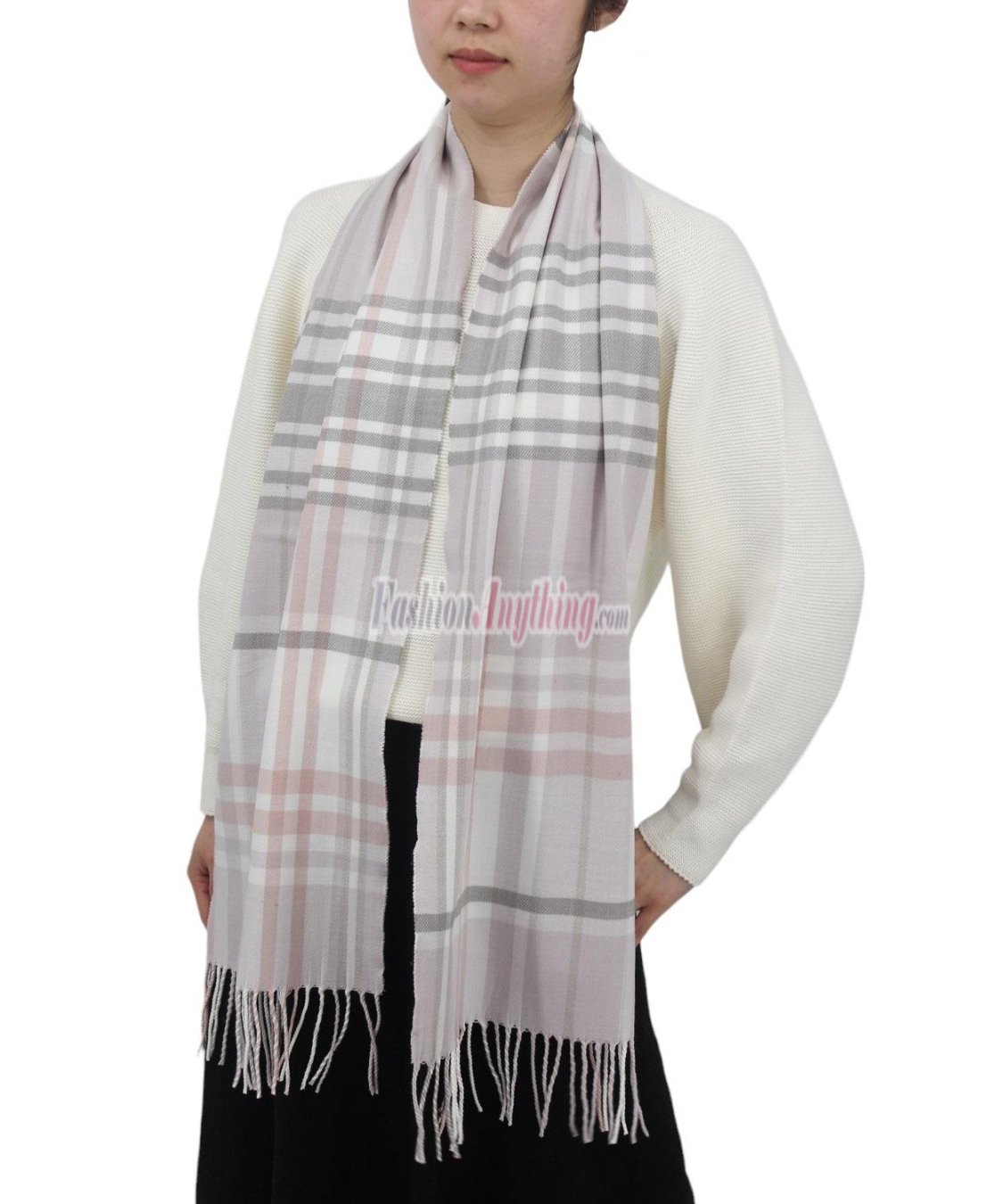 (image for) Cashmere Feel Classic Scarf Grey/Pink
