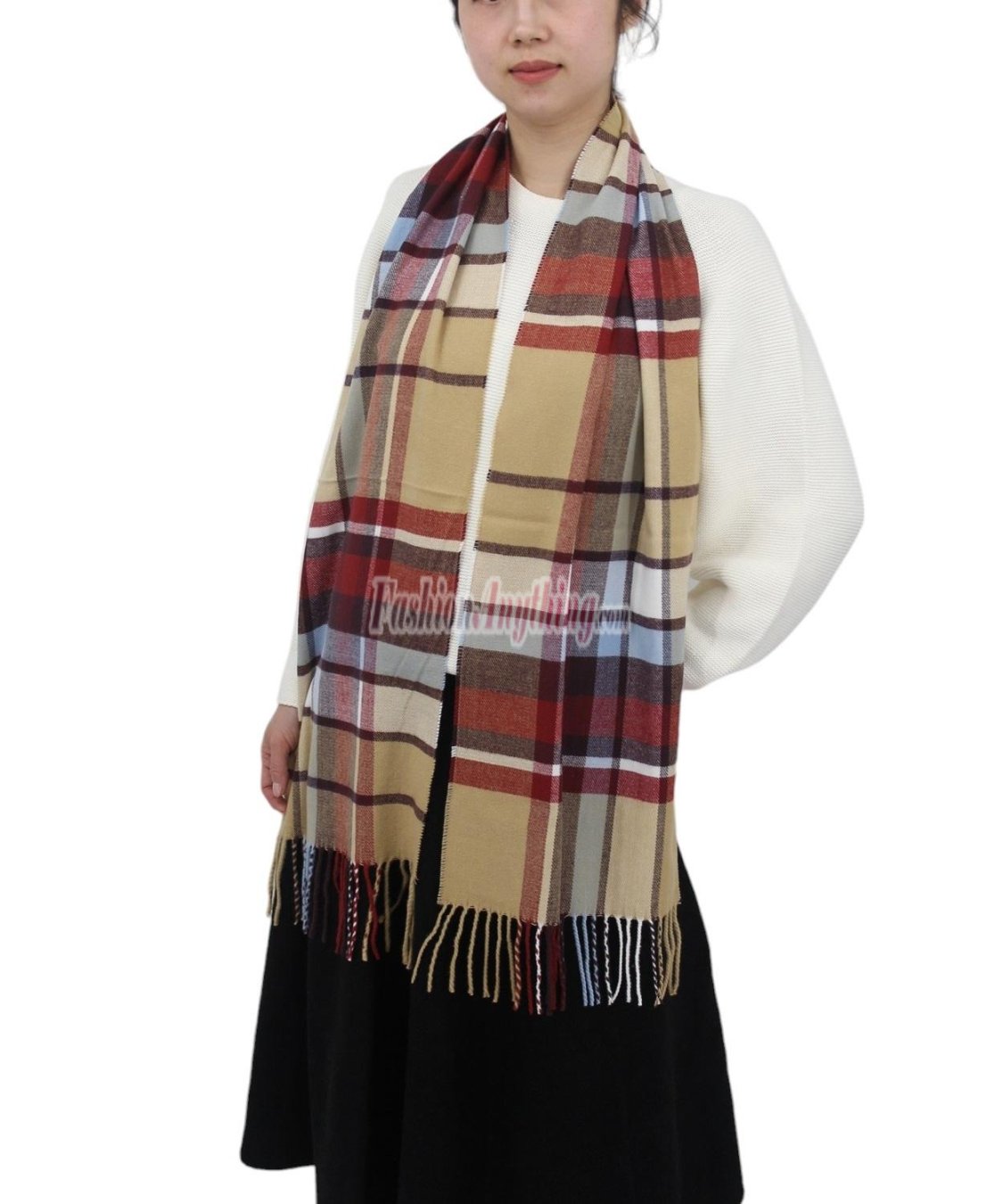 (image for) Cashmere Feel Classic Scarf Beige/Red