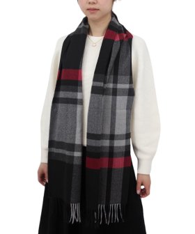 (image for) Woven Cashmere Feel Classic Scarf Black/Grey/Burgundy