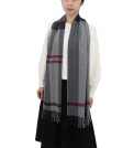 (image for) Cashmere Feel Pattern Scarf Grey