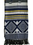 (image for) Stripe Diamond Pattern Blanket Poncho Wrap Blue