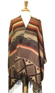 (image for) Stripe Diamond Pattern Blanket Poncho Wrap Brown