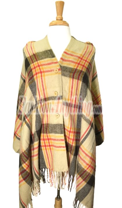 (image for) Plaid Blanket Wrap Beige