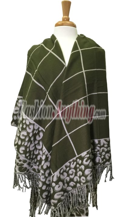 (image for) Oversized Blanket Wrap Olive Green