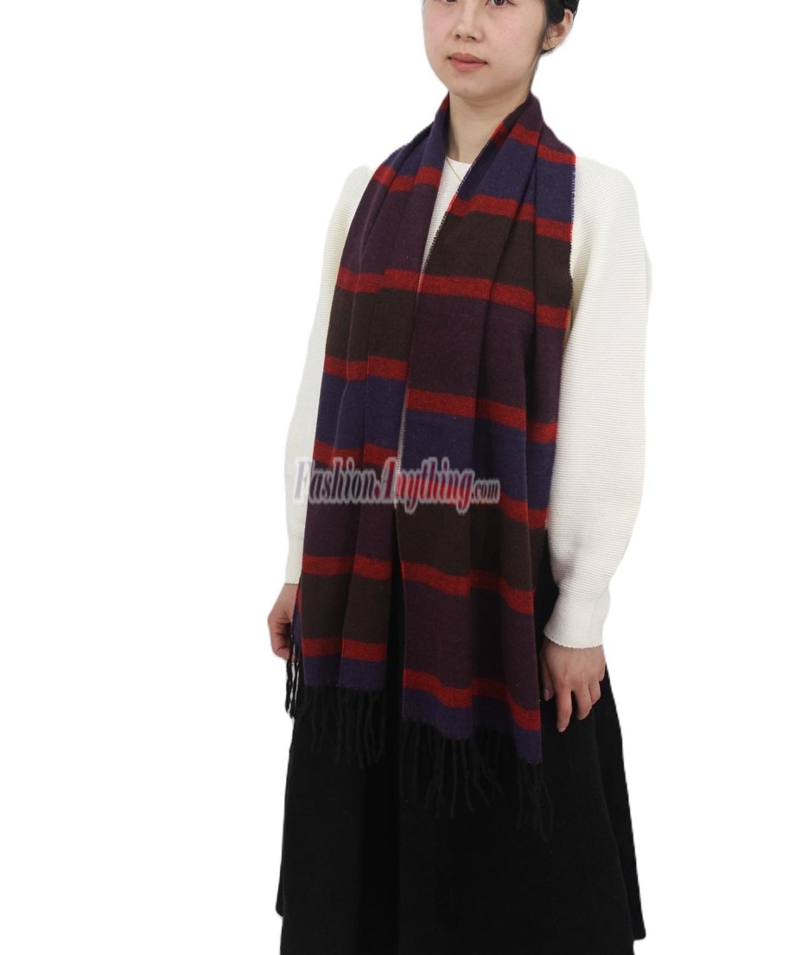 (image for) Cashmere Feel Pattern Scarf Wine