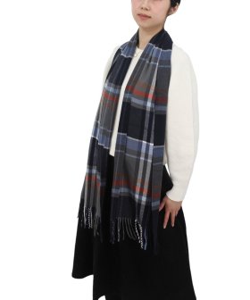 (image for) Cashmere Fell Scarf Navy/Grey/Orange