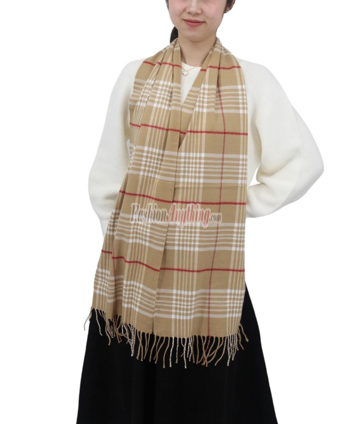 (image for) Cashmere Feel Pattern Scarf FAYZ29-01 Tan