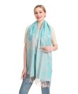 (image for) Peony Pattern Pashmina Tiffany Blue/Tan