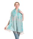 (image for) Peony Pattern Pashmina Tiffany Blue/Tan