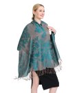 (image for) Peony Pattern Pashmina Teal