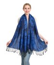 (image for) Peony Pattern Pashmina Royal Blue