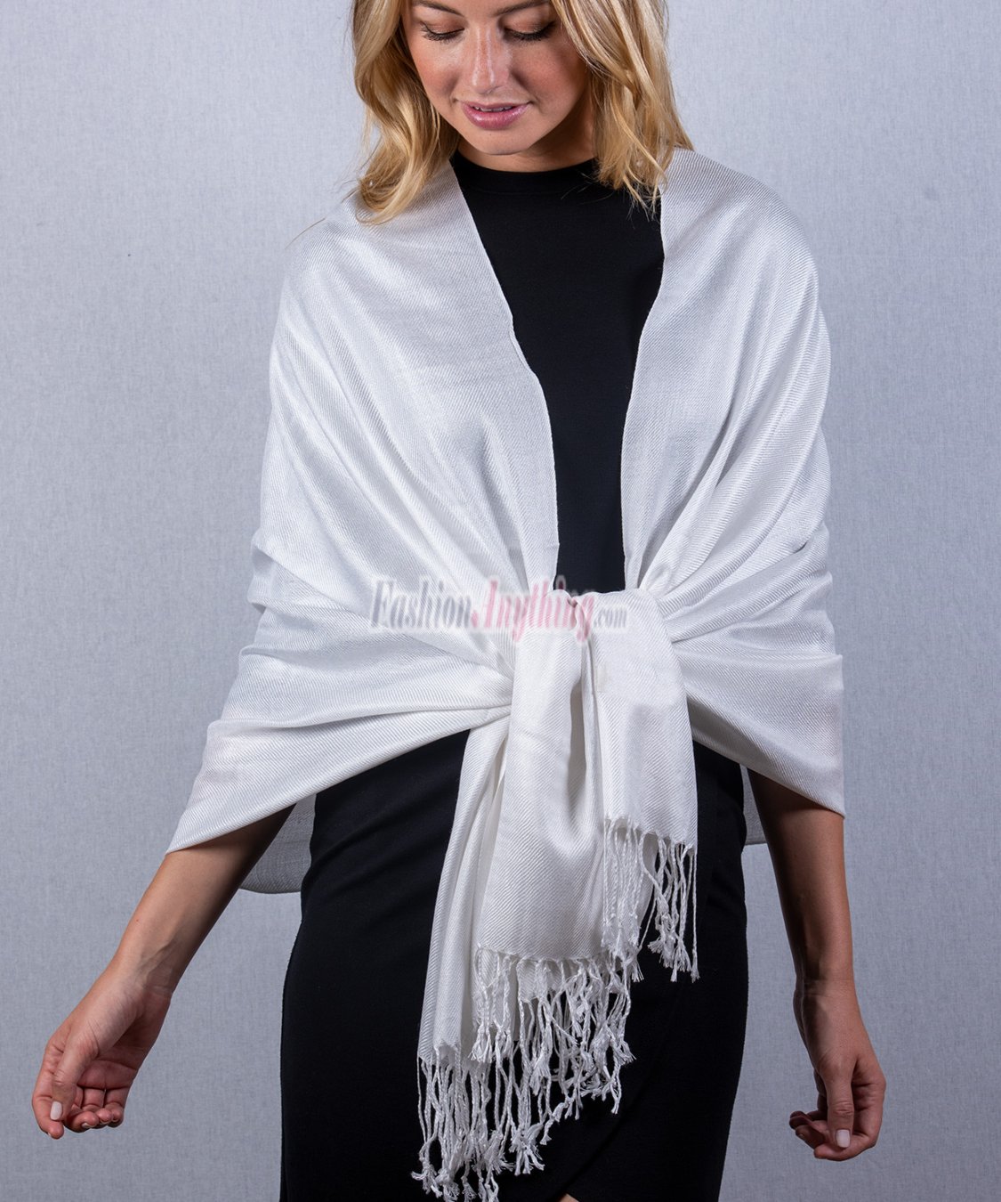 (image for) Silky Soft Solid Pashmina Scarf White