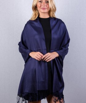 (image for) Navy Blue Solid Pashmina Scarf