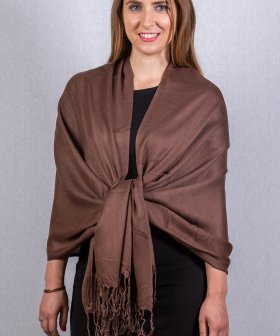(image for) Silky Soft Solid Pashmina Scarf Dark Brown
