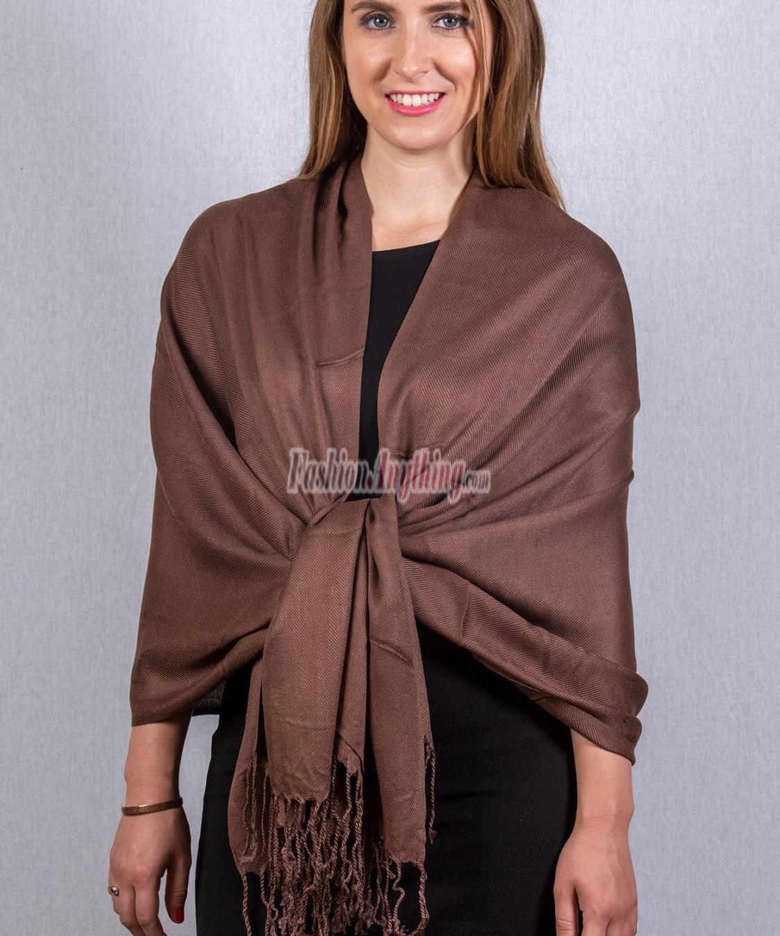 (image for) Silky Soft Solid Pashmina Scarf Dark Brown