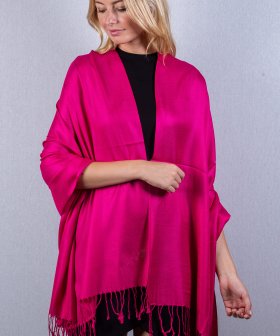 (image for) Silky Soft Solid Pashmina Scarf Fuschia Pink