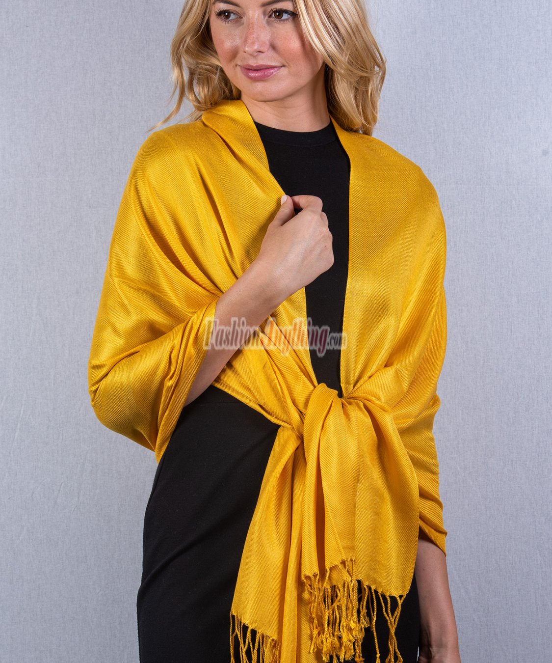 (image for) Silky Soft Solid Pashmina Scarf Honey Gold NEW