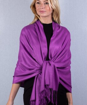 Silky Soft Solid Pashmina Scarf Violet Red