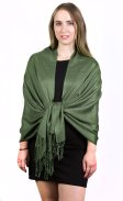 (image for) Silky Soft Solid Pashmina Scarf Dark Olive NEW