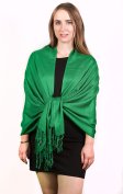 (image for) Silky Soft Solid Pashmina Scarf Forest Green