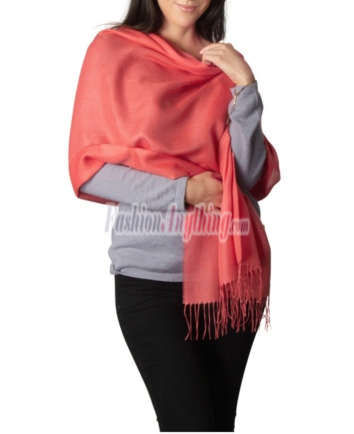 (image for) Silky Soft Solid Pashmina Scarf Coral