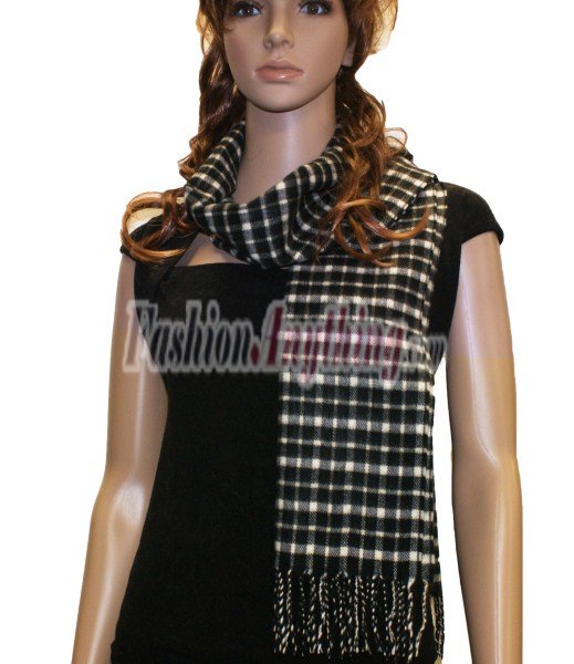 (image for) Woven Cashmere Feel Checker Scarf A53 Black / Grey