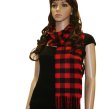 (image for) Woven Cashmere Feel Square Design Scarf A7 Black/Red