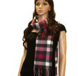 (image for) Woven Cashmere Feel Square Design Scarf A7 Fuchsia / Black