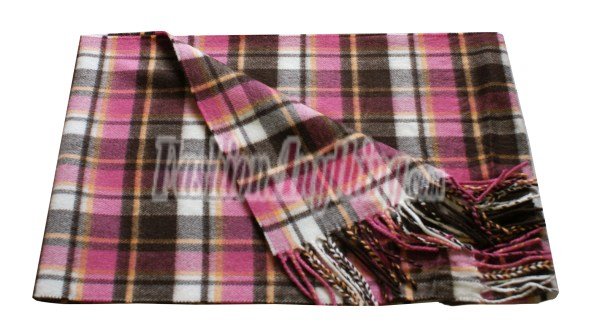 Woven Cashmere Feel Plaid Scarf Brown/Pink