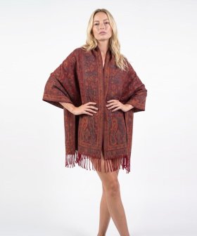 Rave Paisley Pattern Pashmina Shawl Wrap Burgundy