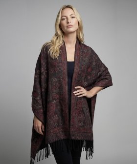 Rave Paisley Pattern Pashmina Shawl Wrap Black