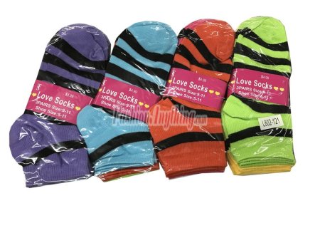 (image for) Women Strip Low Cut Socks DZ (12 Pairs) - Assorted Color