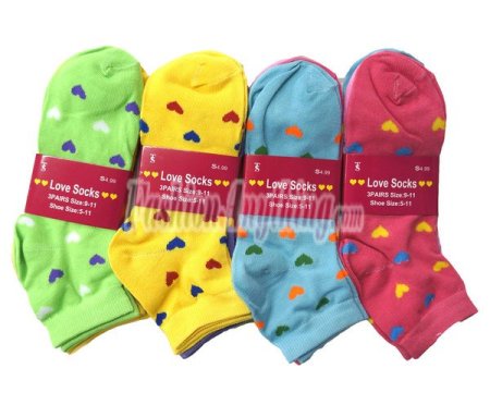 (image for) Women Mini Heart Print Socks Dozen (12 Pairs) - Assorted Color