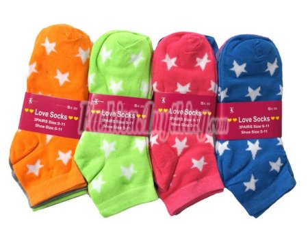(image for) Women Star Print Socks Dozen (12 Pairs) - Assorted Color