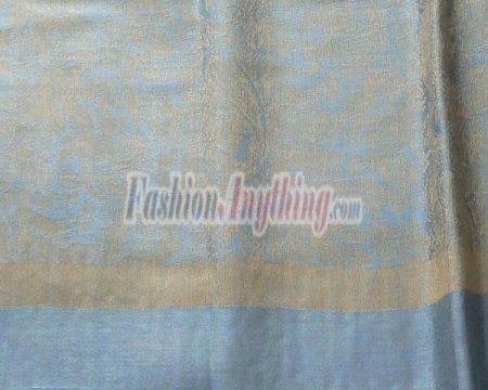 (image for) Paisley Jacquard Pashmina Light Tan w/ Light Blue