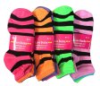 (image for) Women Black Strip Print Socks Dozen (12 Pairs) - Assorted Color