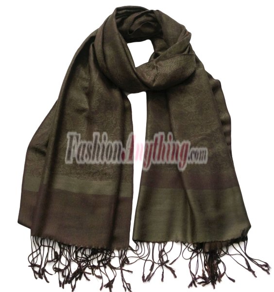 (image for) Paisley Jacquard Pashmina Dark Olive