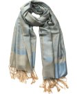 (image for) Paisley Jacquard Pashmina Light Tan w/ Light Blue