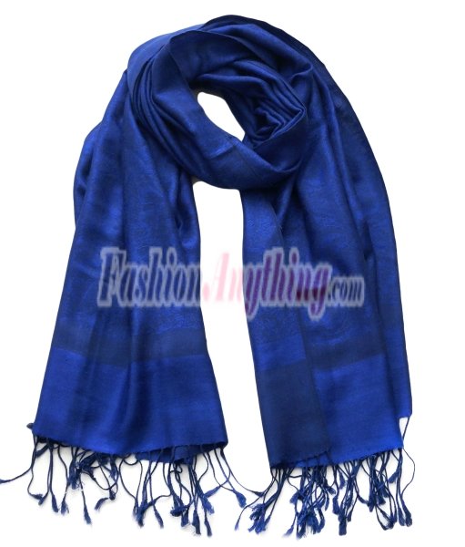 (image for) Paisley Jacquard Pashmina Royal Blue