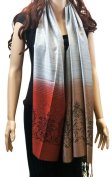 (image for) Floral Ombre Shawl Silver Red