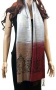 (image for) Floral Ombre Shawl Silver Dark Red