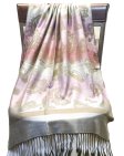 (image for) Paisley Color Striped Shawl Silver Pink
