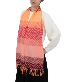 (image for) Cashmere Feel Design Scarf Pink/Orange