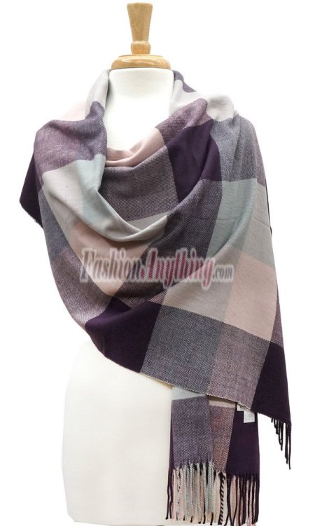 (image for) Cashmere Feel Colorblocked Shawl Purple / Pink