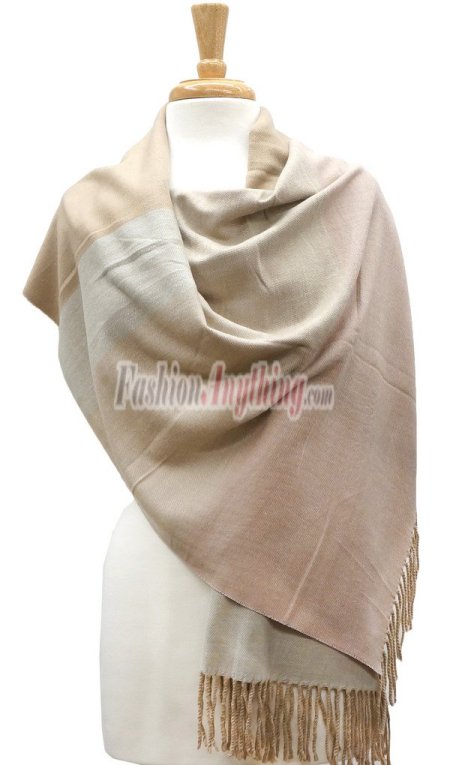 (image for) Cashmere Feel Multi-Colored Shawl Beige / Pink