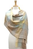 (image for) Cashmere Feel Plaid Shawl Green / Blue